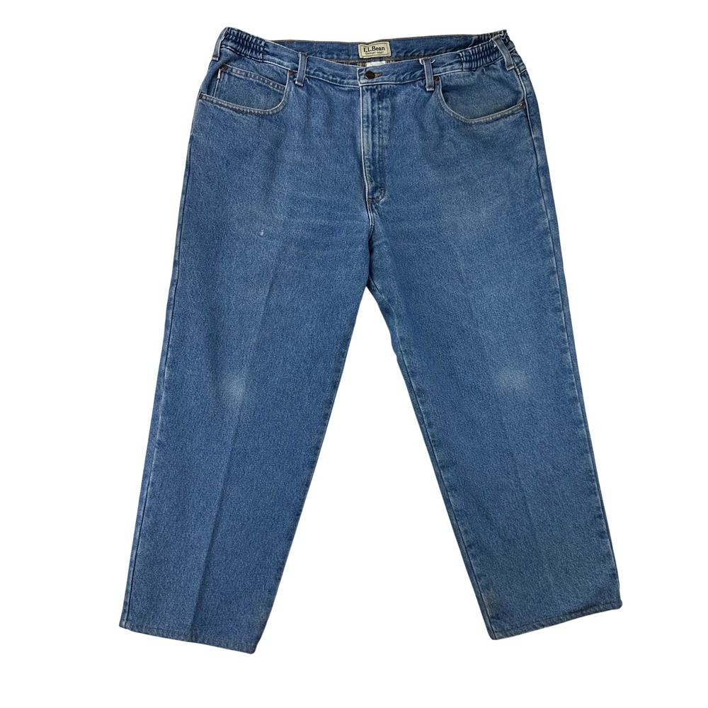LL Bean Flannel Lined Jeans Mens Comfort Waist 42x29‎ Blue Relaxed Straight Y2K - Picture 12 of 13